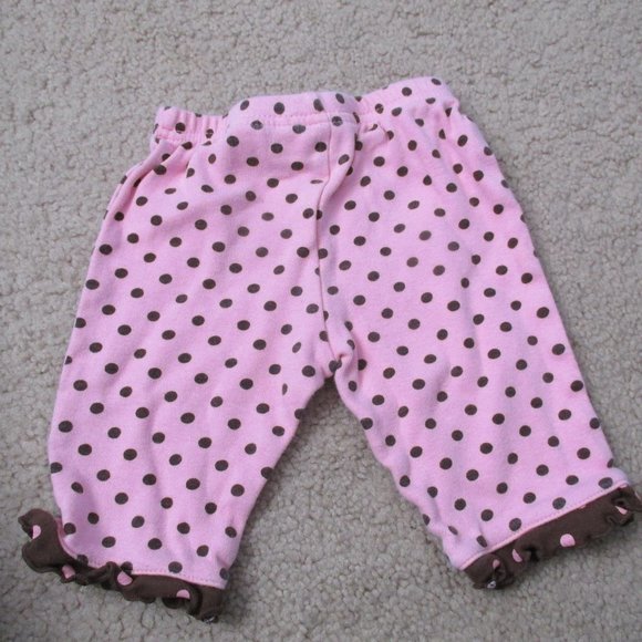 Specialty Baby Pull On Sweatpants Infant Girls 3-6M Pink Brown Polka Dot Elastic - Picture 5 of 5